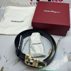 Salvatore Ferragamo Black Belt Bag with Gold Buckle
